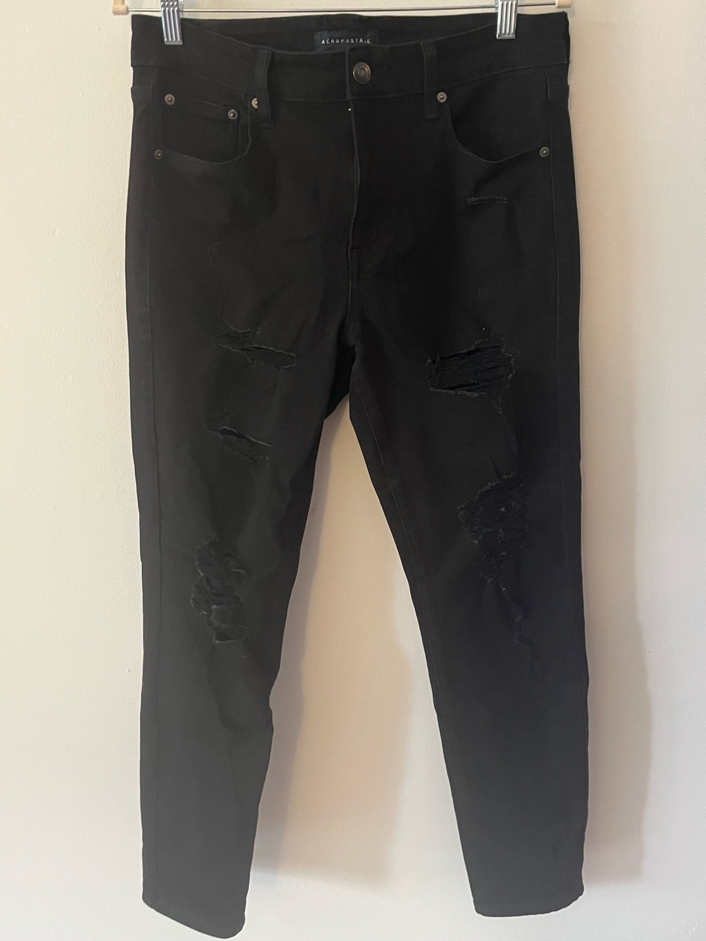 Aeropostale Black Distressed Skinny Jeans Sz 12